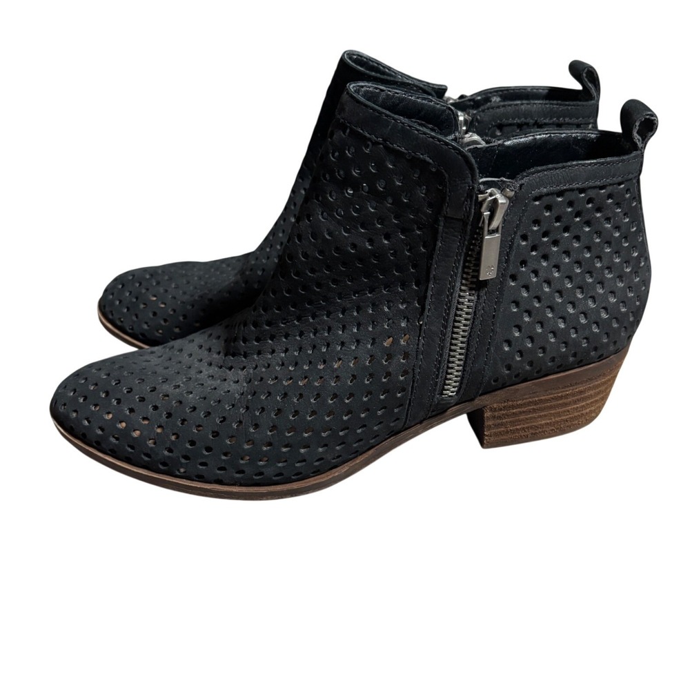Lucky Brand 8 M Basel Perforated Leather Ankle Booties Zip Boots Rodeo Festival